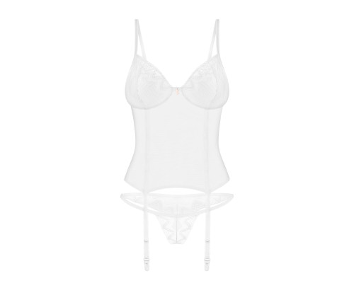 Корсет Obsessive Alissium corset&thong XS/S, гнучкі кісточки, відкрита спина, стрінги в комплекті
