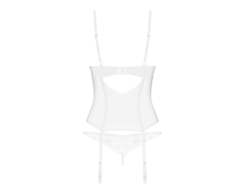 Корсет Obsessive Alissium corset&thong XS/S, гнучкі кісточки, відкрита спина, стрінги в комплекті