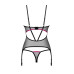 Корсет Obsessive Novenes corset & thong, M/L, прозорий, відкрита спина, стрінги в комплекті