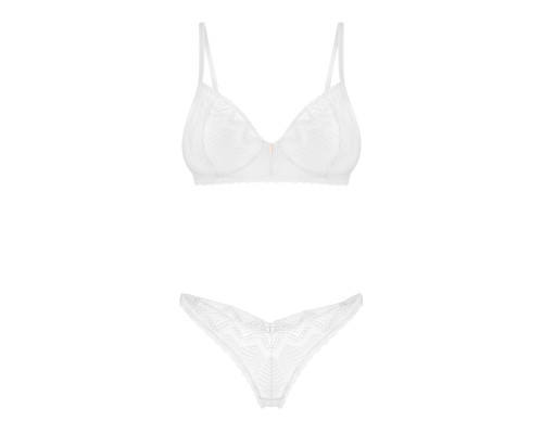 Комплект Obsessive Alissium 2-pcs set, M/L, мереживо, ліф з м’якою чашкою, трусики танга