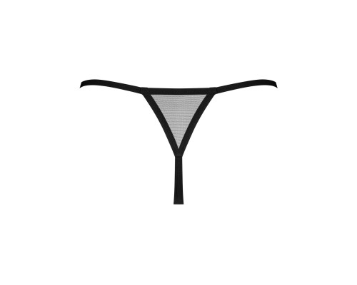 Трусики-стрінги Obsessive Novenes crotchless thong, M/L, сітка, стрепи, прикраса зі стразами