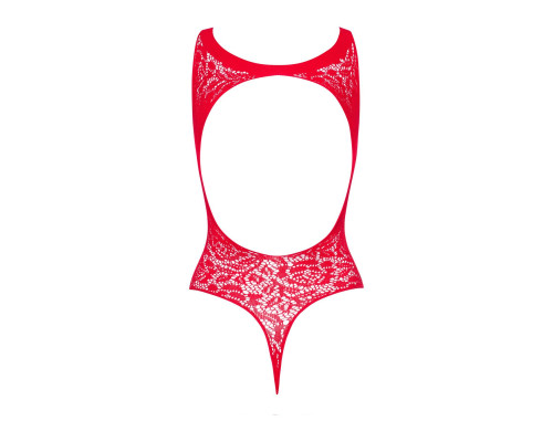 Ажурний бодістокінг із ефектом шнурівки Obsessive B120 teddy red S/M/L, червоний (м'ята упаковка!!!)