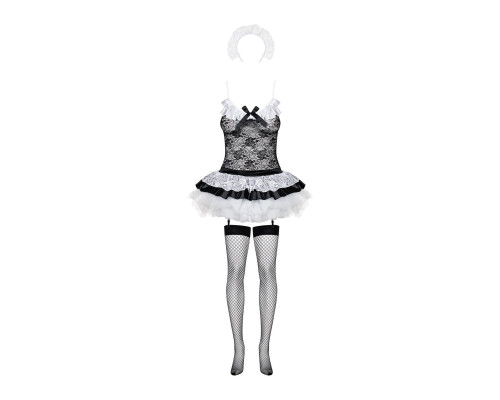 Эротический костюм горничной с юбкой Obsessive Housemaid 5 pcs costume S/M black (мятая упаковка!!!)