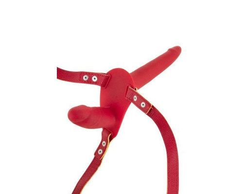 Подвійний страпон Fetish Tentation Strap-On with Double Dildo Red (м'яте паковання!!!)