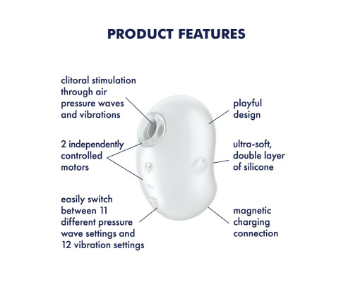 Вакуумний кліторальний стимулятор з вібрацією Satisfyer Cutie Ghost White