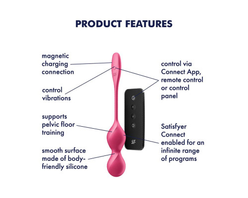 Вагінальні смарт-кульки з вібрацією Satisfyer Love Birds 2 Connect App Red, 86 г, пульт ДК