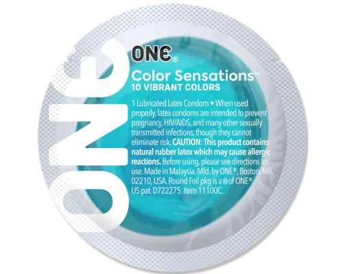 Презерватив ONE Color Sensations Catch the perfect ONE, 1 шт, бірюзовий, гладенький, зі змазкою