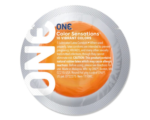 Презерватив ONE Color Sensations ONE trip to cloud nine, 1 шт, помаранчевий, гладенький, зі змазкою