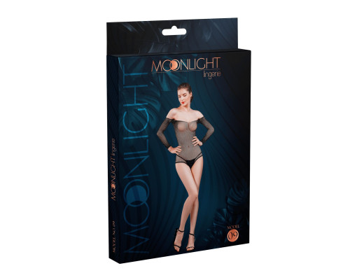 Сетчатое боди со стразами Moonlight Model 09 XS-L Black (мятая упаковка!!!)