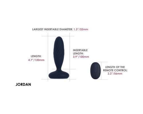 Анальна смарт-вібропробка з пульсацією Svakom Jordan Navy Blue, пульт ДК