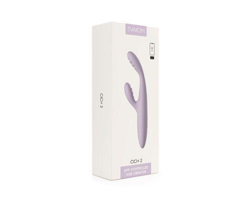 Тонкий кролик-вібратор Svakom Cici+ 2 Lilac, керування зі смартфона, підігрів до 38 °C