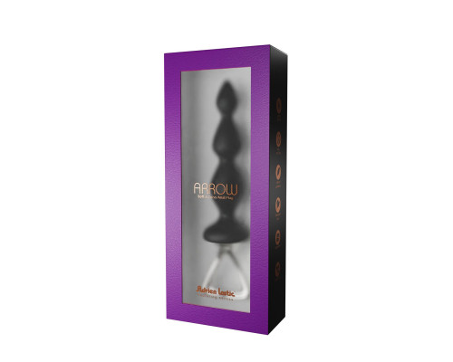 Анальний ланцюжок Adrien Lastic Arrow II, чорний, силіконовий, гнучкий, з металевою ручкою, діаметр 3,2 см