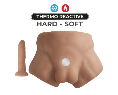 Півторс з фалоімітатором на присосці SilexD Apollo S Male Torso Caramel