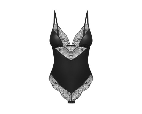Тедді Obsessive Lobellis teddy, M/L, чорне, ліф з м’якою чашкою, відкрита спина, низ-стрінги
