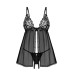 Сорочка бебі-дол Obsessive Blomentis babydoll & thong, XS/S, мереживний ліф, стрінги в комплекті