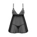 Сорочка бебі-дол Obsessive Blomentis babydoll & thong, M/L, мереживний ліф, стрінги в комплекті
