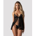 Сорочка бебі-дол Obsessive Blomentis babydoll & thong, M/L, мереживний ліф, стрінги в комплекті