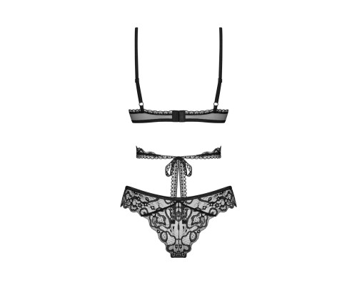 Комплект Obsessive Blomentis 2-pcs set, XS/S, мереживний, ліф із зав’язками на спині, трусики-сліпи