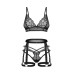 Комплект Obsessive Blomentis 3-pcs set, M/L, м’який ліф, стрінги зі стрепами, пояс із гартерами