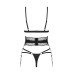 Комплект Obsessive Lobellis 3-pcs set, M/L, чорний, ліф з м’якою чашкою, стрінги, пояс для панчіх