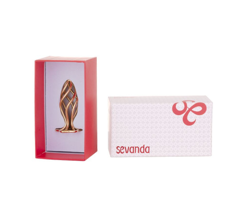 Металева анальна пробка LOCKINK SEVANDA Hollow Spiral Golden, M, золотиста, діаметр 3 см