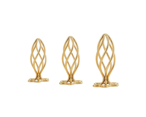 Металева анальна пробка LOCKINK SEVANDA Hollow Spiral Golden, M, золотиста, діаметр 3 см