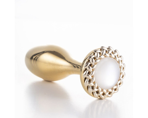 Металева анальна пробка LOCKINK SEVANDA Pearl Rose-shape Anal Plug, зі штучною перлиною