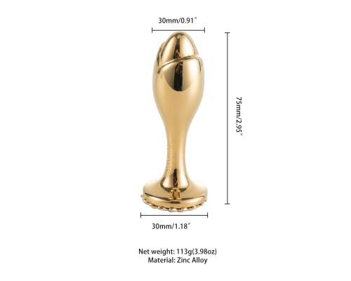 Металева анальна пробка LOCKINK SEVANDA Pearl Rose-shape Anal Plug, зі штучною перлиною