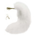 Металева анальна пробка з хутряним хвостом LOCKINK SEVANDA White Fox-Tail Anal Rose-shape Plug