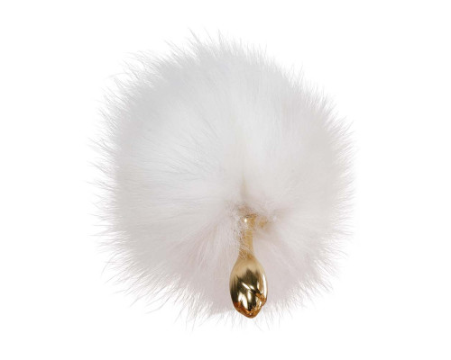 Металева анальна пробка з хутряним хвостом LOCKINK SEVANDA White Fox-Tail Anal Rose-shape Plug