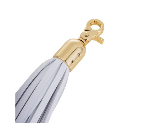 Анальна пробка з флогером LOCKINK SEVANDA White Pony-Tail Anal Pear-shape Plug