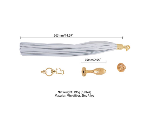 Анальна пробка з флогером LOCKINK SEVANDA White Pony-Tail Anal Pear-shape Plug