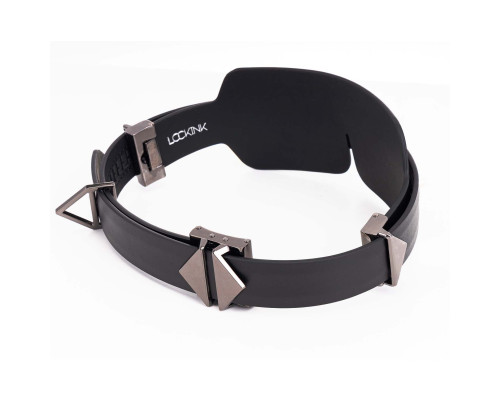 Маска на очі LOCKINK Blindfold Kit, чорна, натуральна шкіра, регульований обсяг