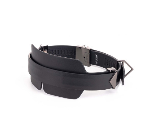 Маска на очі LOCKINK Blindfold Kit, чорна, натуральна шкіра, регульований обсяг