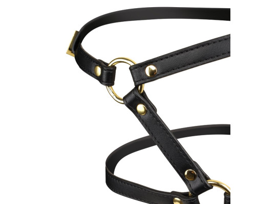 Маска-збруя для мінету LOCKINK SEVANDA Blowjob Head Harness, чорна, з м’якою вставкою у вигляді губ