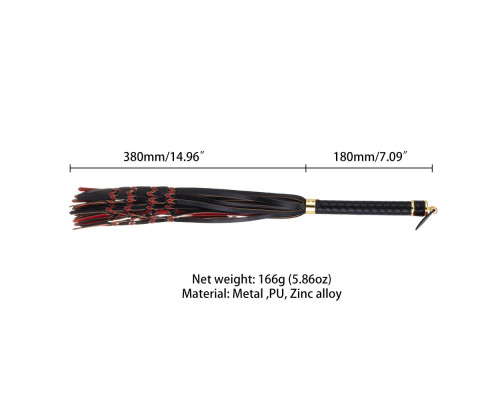 Флогер LOCKINK SEVANDA Red & Black Braided Tail Flogger, червоно-чорний, хвости з вузликами