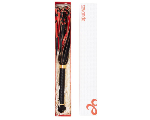 Флогер LOCKINK SEVANDA Red & Black Braided Tail Flogger, червоно-чорний, хвости з вузликами