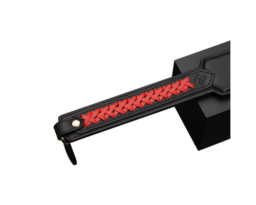 Паддл LOCKINK SEVANDA Braided-handle Spanking Paddle, чорно-червоний, гладенький, з плетінням на ручці