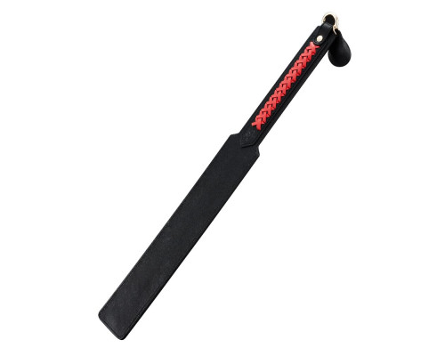 Паддл LOCKINK SEVANDA Braided-handle Spanking Paddle, чорно-червоний, гладенький, з плетінням на ручці