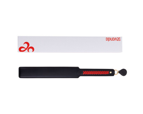Паддл LOCKINK SEVANDA Braided-handle Spanking Paddle, чорно-червоний, гладенький, з плетінням на ручці