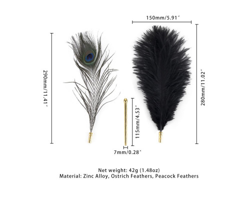 Лоскітка LOCKINK SEVANDA Natural Peacock Flirting Feather Tickler, пір’я павича та страуса