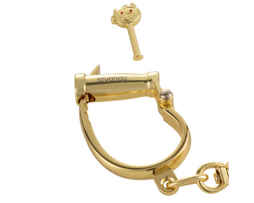 Наручники LOCKINK Love-slave Handcuffs, золотисті, металеві, у формі стремен