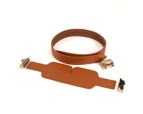 БДСМ-набір LOCKINK Bondage & Restraint Set, коричневий, натуральна шкіра, фіксатори, маска, кляп
