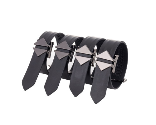 БДСМ-набір LOCKINK Bondage & Restraint Set, чорний, натуральна шкіра, фіксатори, маска, кляп