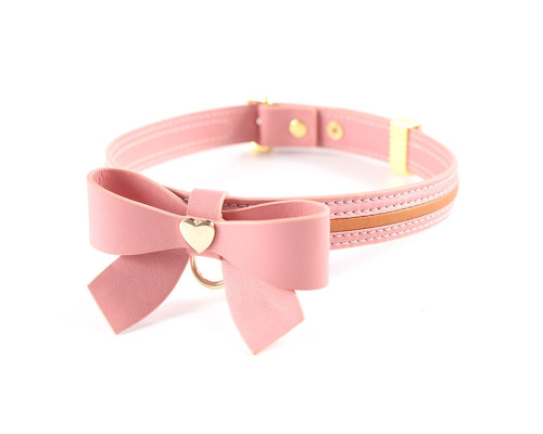 Нашийник з повідцем LOCKINK SEVANDA Love Heart Butterfly Leather Collar Set, рожевий, з бантом