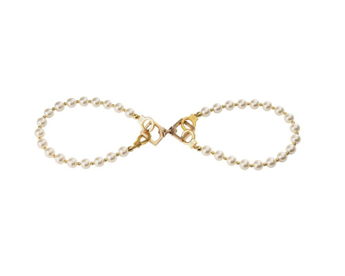 Перлинний набір для фіксації LOCKINK Pearl Bondage & Restraint Set, наручники, поножі, повідець