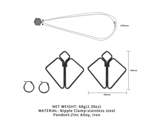 Затискачі для сосків з важкою підвіскою LOCKINK Nipple Clamps with Heavy Pendant, сріблясті