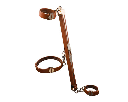 Фіксатор-розпірка LOCKINK Adjustable Spreader Bar Set, коричневий, шкіряний, ремені для шиї, рук/ніг