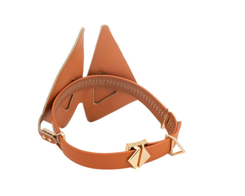 Маска на очі LOCKINK Vixen Blindfold, коричнева, натуральна шкіра, регульований обсяг