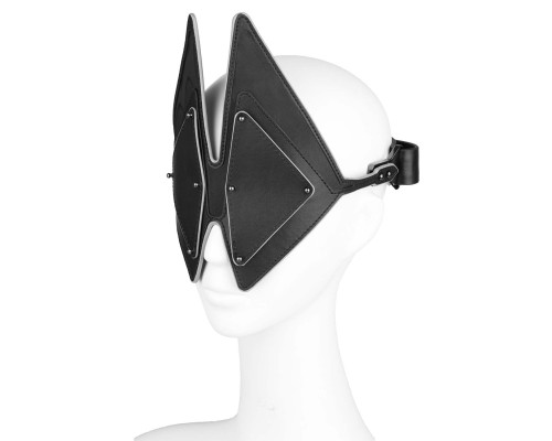 Маска на очі LOCKINK Vixen Blindfold, чорна, натуральна шкіра, регульований обсяг